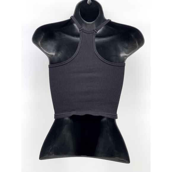 REFORMER Women's Black Ribbed V-Neck Racerback Cropped Tank Top SZ XS/S - Picture 2 of 9